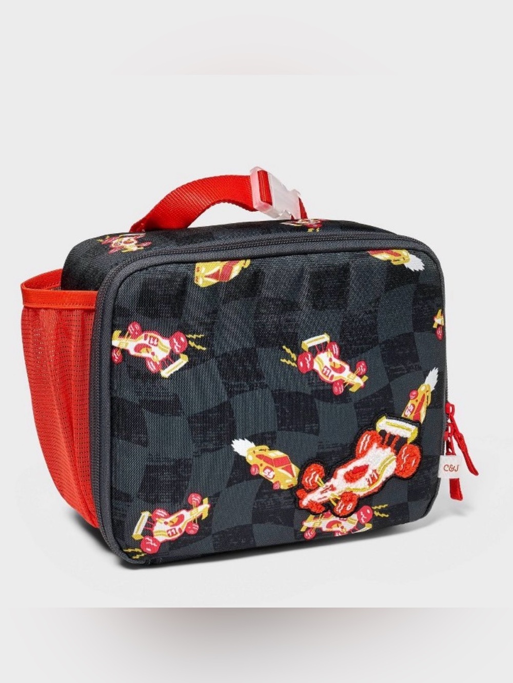 Cat & Jack Cars Print Zipper Lunch Box Bag NWT Viral Red Racecar